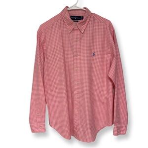 Polo Ralph Lauren Classic Fit Gingham Dress Shirt Men’s Large Pink and White